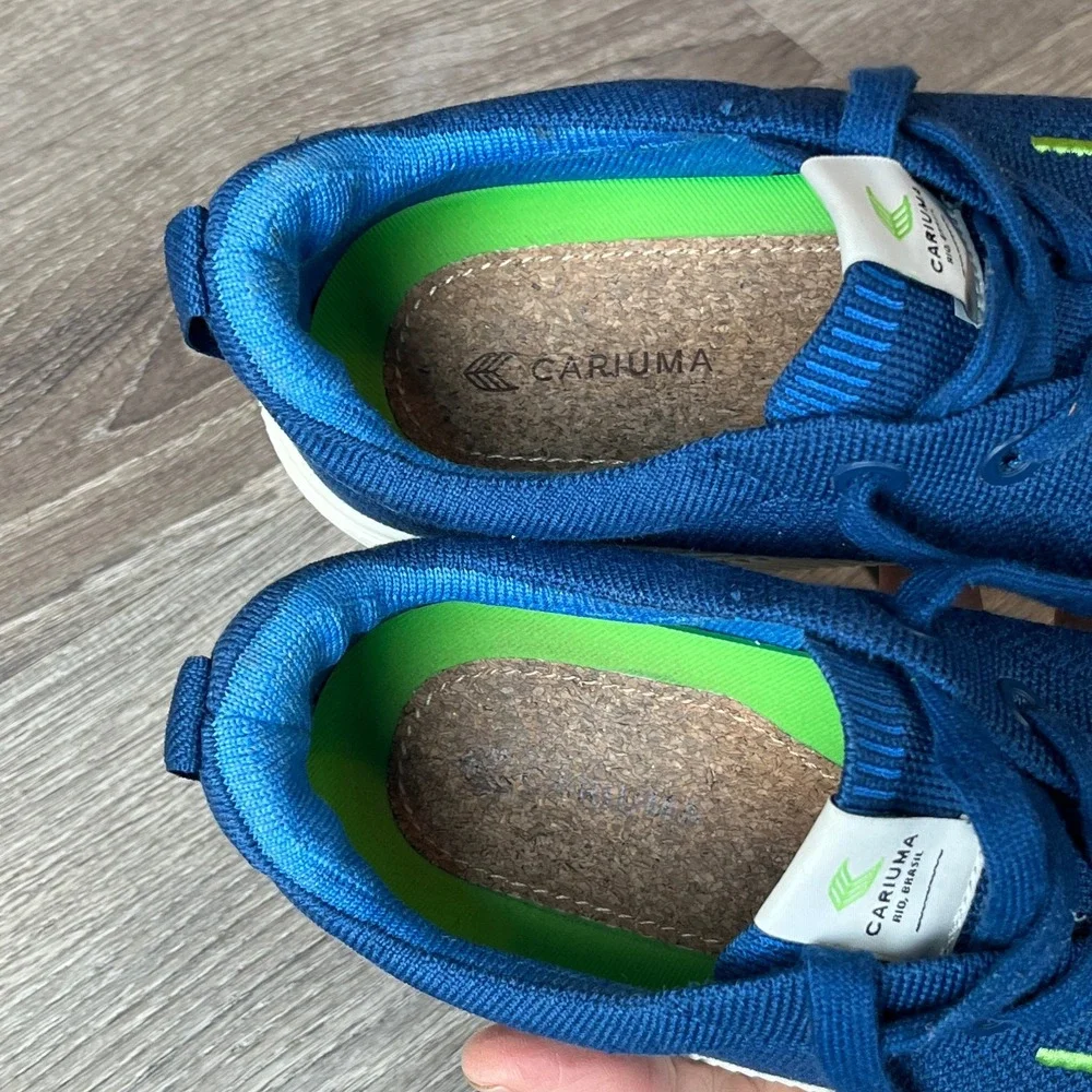 Cariuma Ibi Low Knit Lace Up Sneakers Blue Bamboo Womens 10 Mens 8.5 EU 41‎